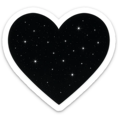 Modify the heart with a night sky gradient to black night theme with a black gradient, more stars, and a soft glow. Remove the background entirely  sticker