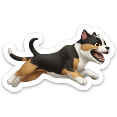 Cat chasing a dog sticker