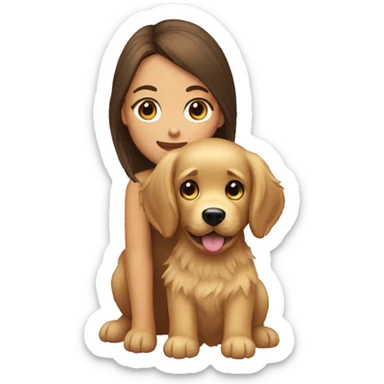 golden retriever with brunette girl  sticker