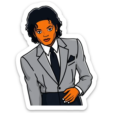 Michael Jackson elegant black suit waist up portrait sticker