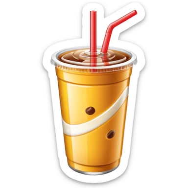 3D minimal icon of a snack and drink cup with a clear accent in #FF3D00, clean and modern cafeteria feel sticker