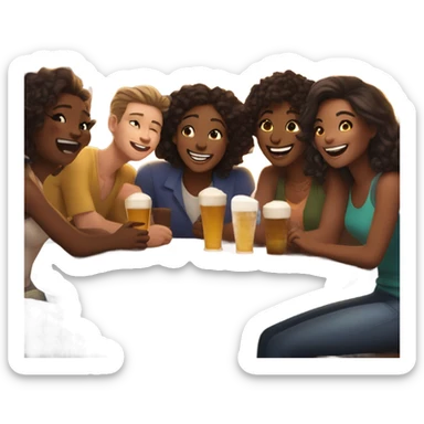 Friends laughing in bar sticker