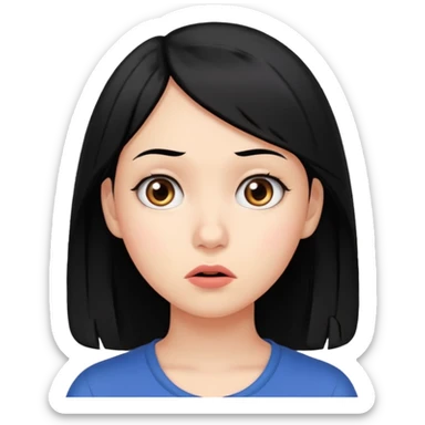 young women with black hair dont know from what to start. add question mark sticker