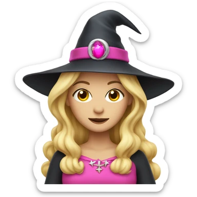 Blonde witch with pink dress and crown  sticker
