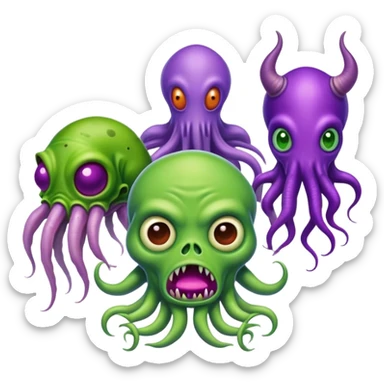 🧟‍♂️+🦑+👾+🐮 sticker