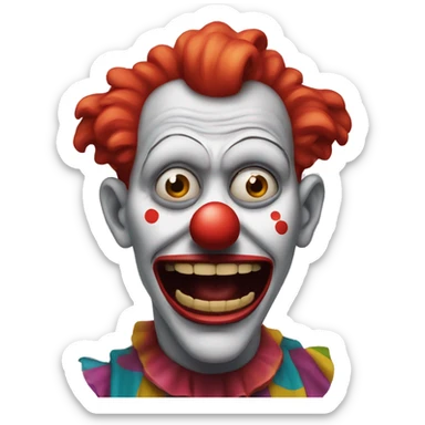 flabbergasted clown with crazy mouth sticker