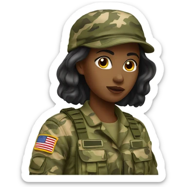 military girl in camouflage sticker