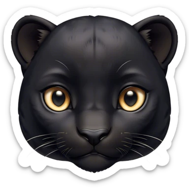 Cinematic Noble Baby black Panther Portrait Emoji, Poised with a touch of regal innocence, featuring a compact, sleek build with soft, dark fur and large, soulful eyes, Simplified yet sharp and sophisticated features, highly detailed, glowing with a gentle, mysterious glow, high shine, intelligent and endearing, stylized with an air of youthful authority, focused and attentive, soft glowing outline, capturing the essence of a tiny jungle guardian that appears ready to pounce out of the screen with effortless charm! sticker