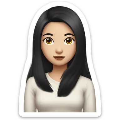 asian girl with long black hair and lashes side eyeing sticker