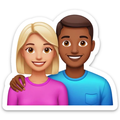 smiling couple in neon lights sticker