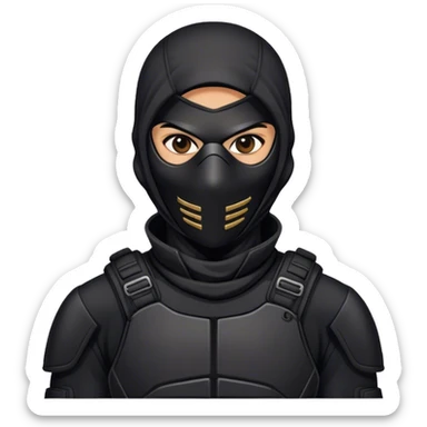 A masked assassin in a black tactical suit sticker