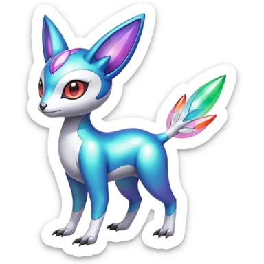 Shiny Colorful Vernid-Trico-Meloetta-Latias-Koraidon-Peppercat-Protogen-Pokémon-Digimon-Fakémon-fusion-hybrid-creature sticker