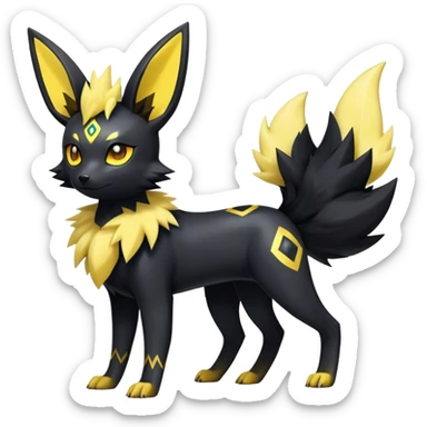 Shiny Cool Umbreon-Jolteon-Fakemon-hybrid-fusion- full body sticker