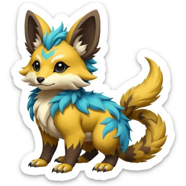 Rare soft romantic realistic exotic cute epic pretty beautiful elegant aesthetic Vernid-Protogen-Primagen-Wickerbeast-species-Fakemon-creature by LiLaiRa, random markings, tufted ears, full body sticker