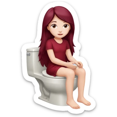 Beautiful burgundy long haired girl sitting on the toilet sticker