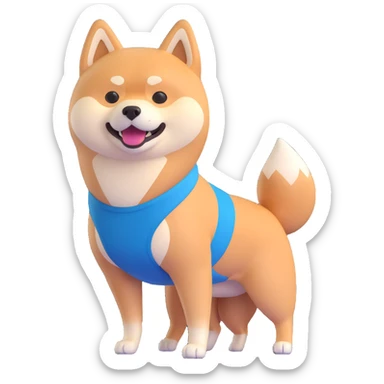 shiba inu standing happy, fitness sticker