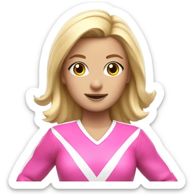 blonde cheerleader in pink cheer uniform sticker