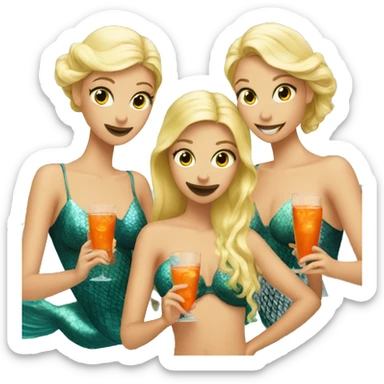Three blond mermaids drinking aperol sticker