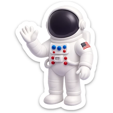 Make the cute astronaut wave, in 3D emoji style, with no background. sticker