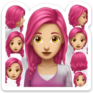 White girl with a magenta hair sticker