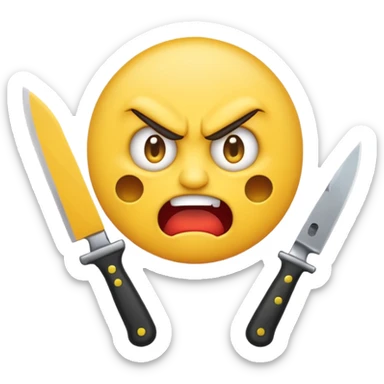 Angry emoji with knife sticker