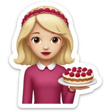 Raspberry torte human girl full body and legs with a raspberry barrette on her hair without a cake sticker