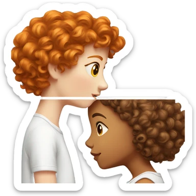 Ginger girl and brunette curly hair girl kissing sticker