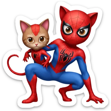 Spider man with a spider cat sticker