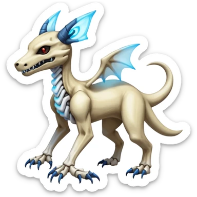 Skeletal Evil Shiny Glowing Cubone-Marowak-Zoroark-Anubis-Wendigo-Fakémon-hybrid-creature (full body), 4 legs sticker
