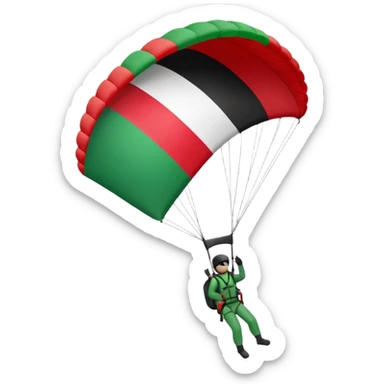 a palestinian flag with a paraglider, respect scrupulously the correct shapes and colours of the flag sticker