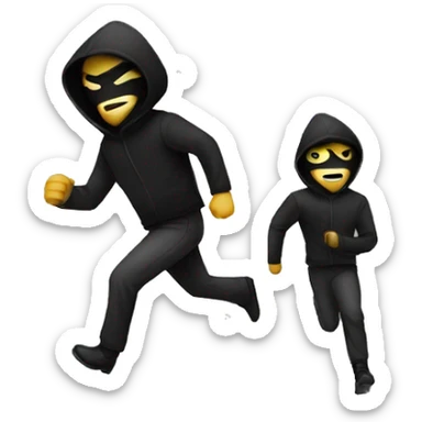 a masked thief chasing a man sticker