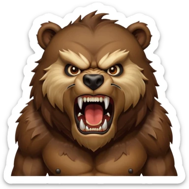 angry werebear with roaring with claws ou sticker