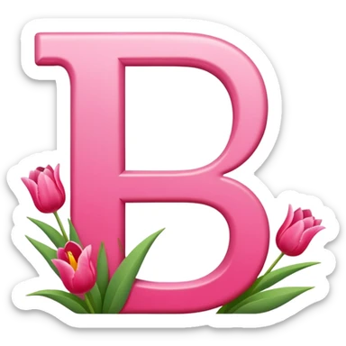 Create a Russian letter P in pink and red with little tulips on it. sticker