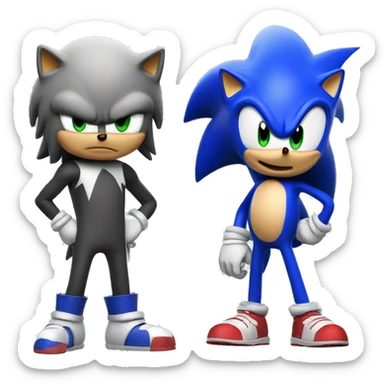 Pop smoke and sonic standing next to each other  sticker