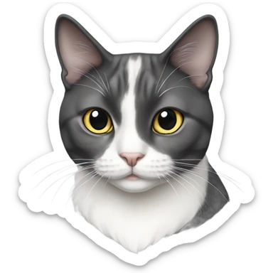 tuxedo cat grey white sticker