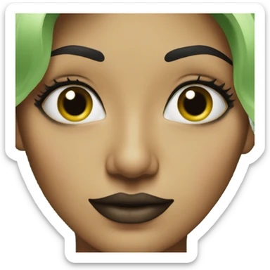 green woman with no nose and black eye makeup  sticker