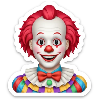 A white animatronic humanoid male clown manne sticker