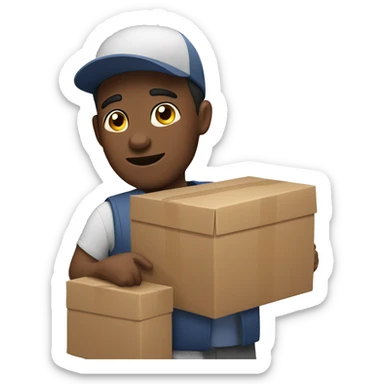 Delivery guy with package sticker