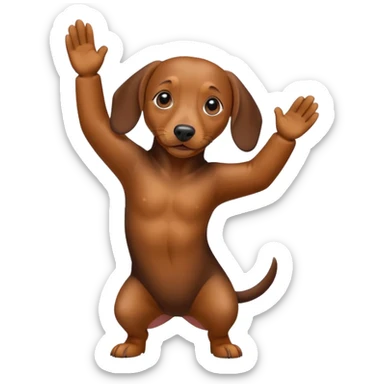 Create a dachshund doing a dab move sticker