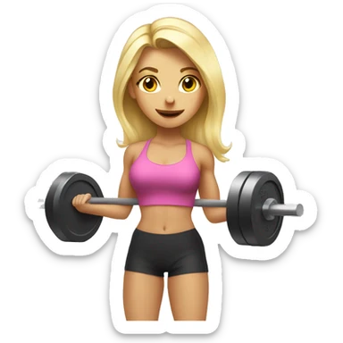Blonde girl doing squats with barbell sticker