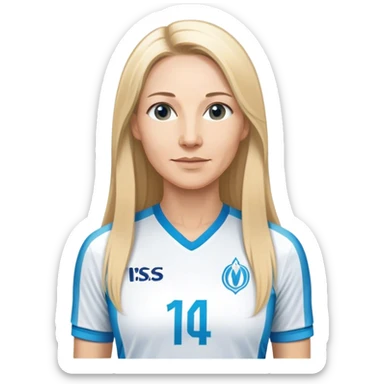 Une femme d’une quarantaine d’années avec de longs cheveux blonds, lisse, supporters de l’olympique de Marseille sticker