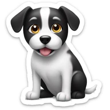 Black and white dog doing a poo sticker