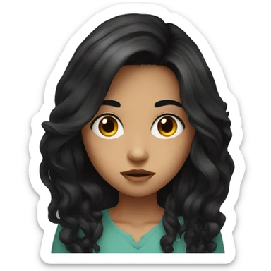 Have a long black hair  girl with intense gaze sticker