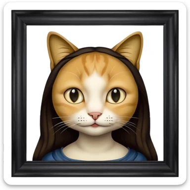 frame mona lisa, cat face sticker