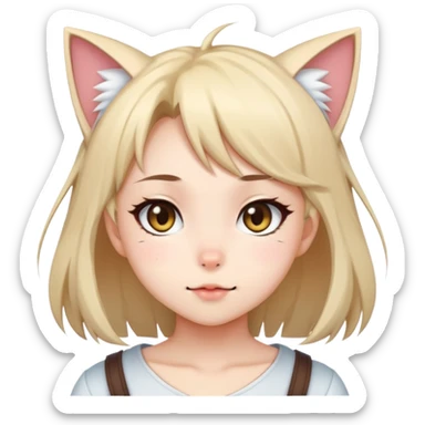 cute anime style catgirl with a cute expression sticker