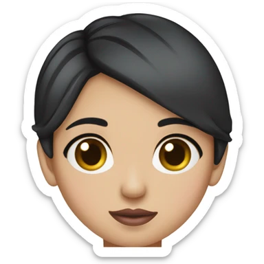 Thick Short black hair brown eyes pink lip pink cheek Filipino lady sticker