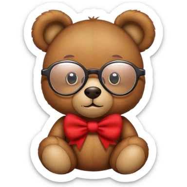 Teddy bear with a bow and big glasses sticker