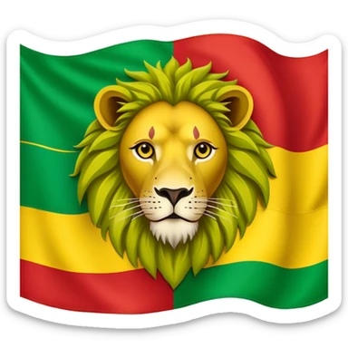 The lion of judah of ethiopian flag with green yellow and red and the lion in the middle sticker