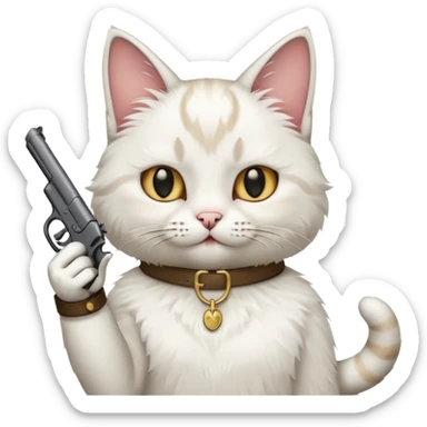 Make a cat holding up the middle finger with a gun sticker