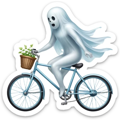 Ghost on a bicycle, 3d pictogram, full body sticker